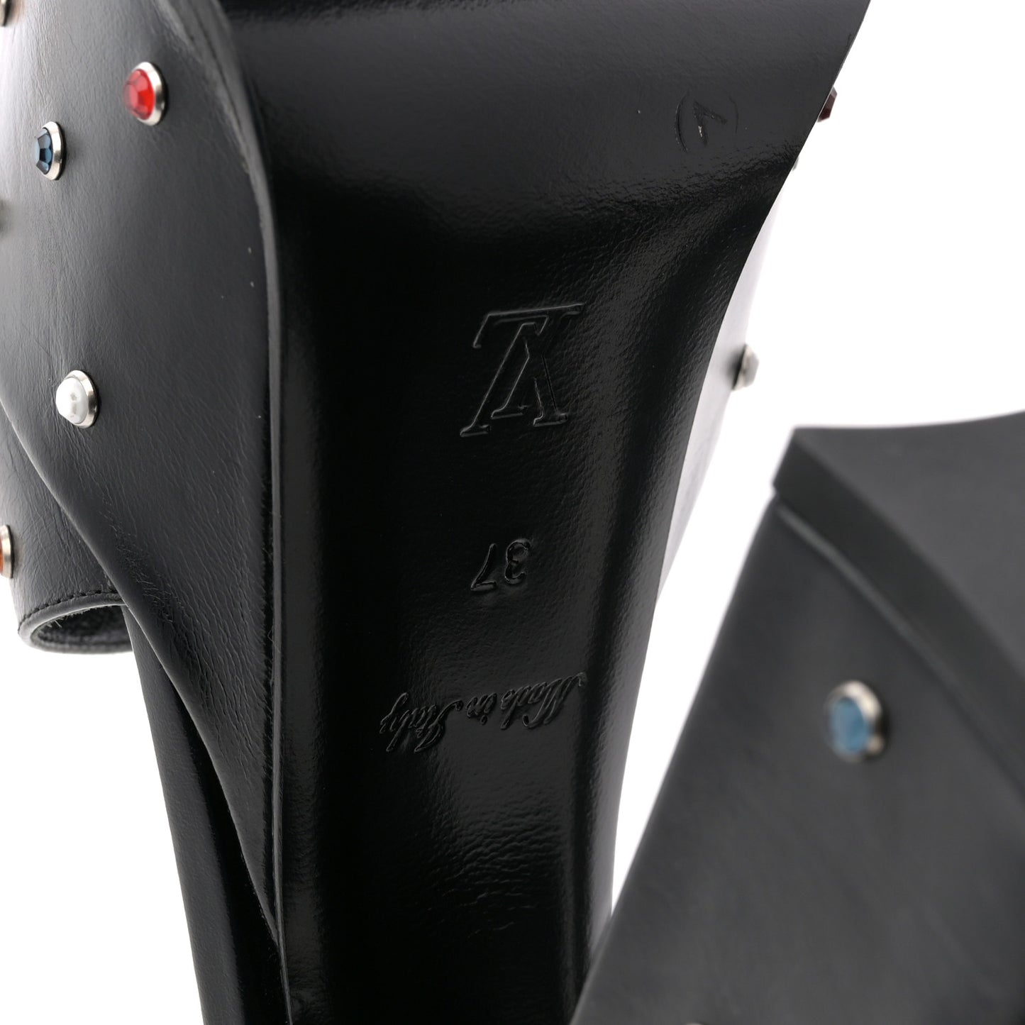 Calfskin Studded Fame Platform Sandals 37 Black