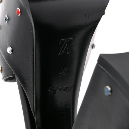 Louis Vuitton Calfskin Studded Fame Platform Sandals 37 Black 8 of 12