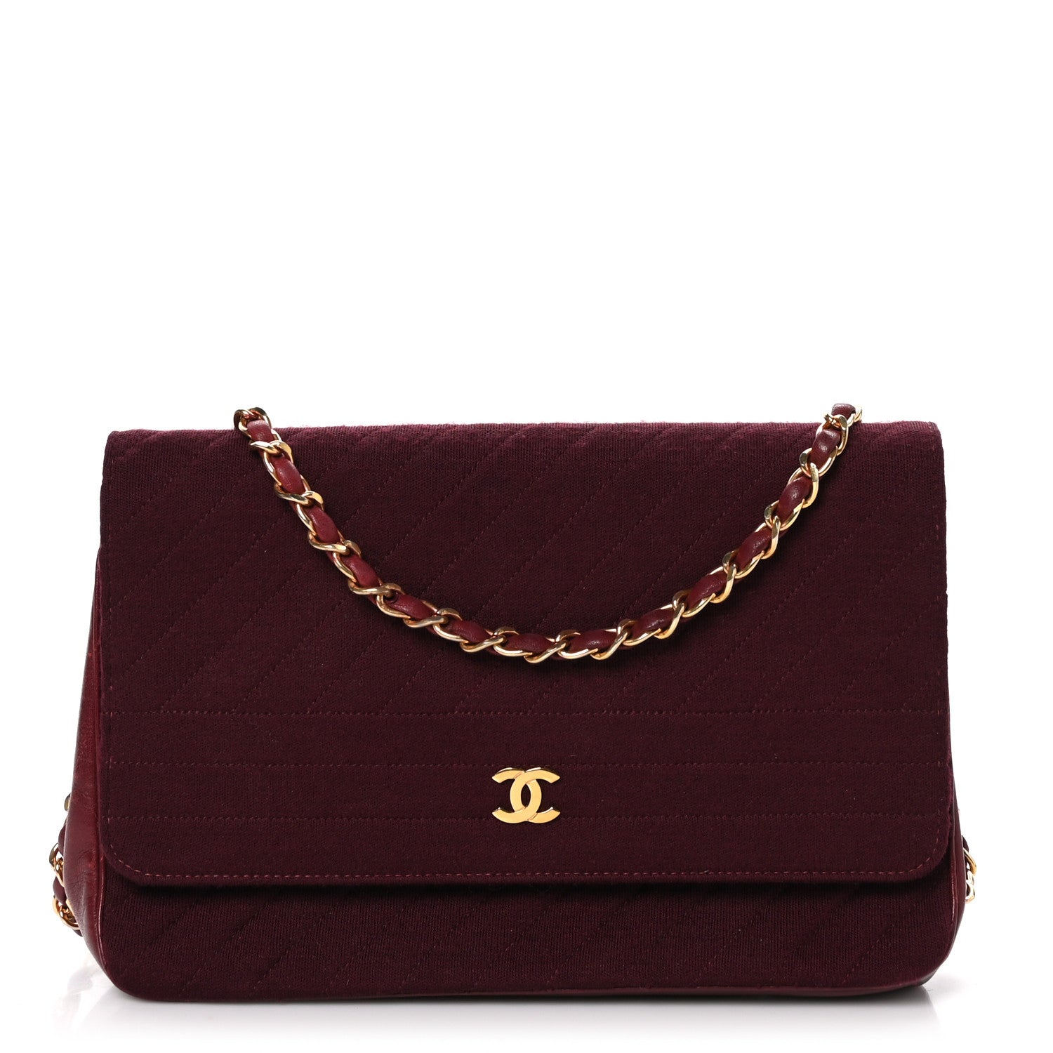 Chanel Lambskin Jersey Quilted Single Flap Burgundy 1 of 12