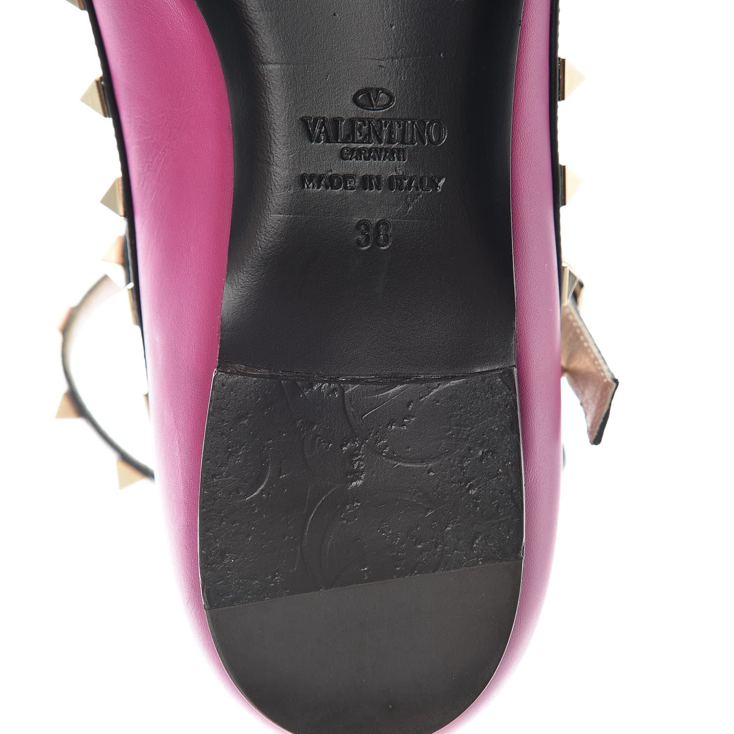 Valentino Garavani Nappa Rockstud Cage Ballerina Flats 39 Fuxia Black 13 of 13