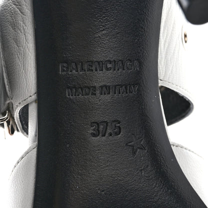 Balenciaga Shiny Kidskin Point Toe Buckle Pumps 37.5 White 8 of 11