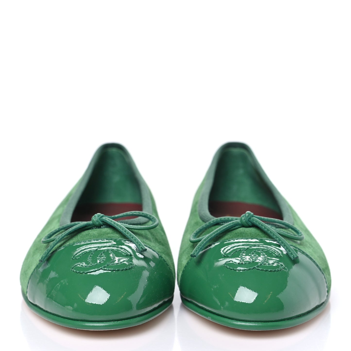 Suede Patent Cap Toe CC Ballerina Flats 37.5 Green