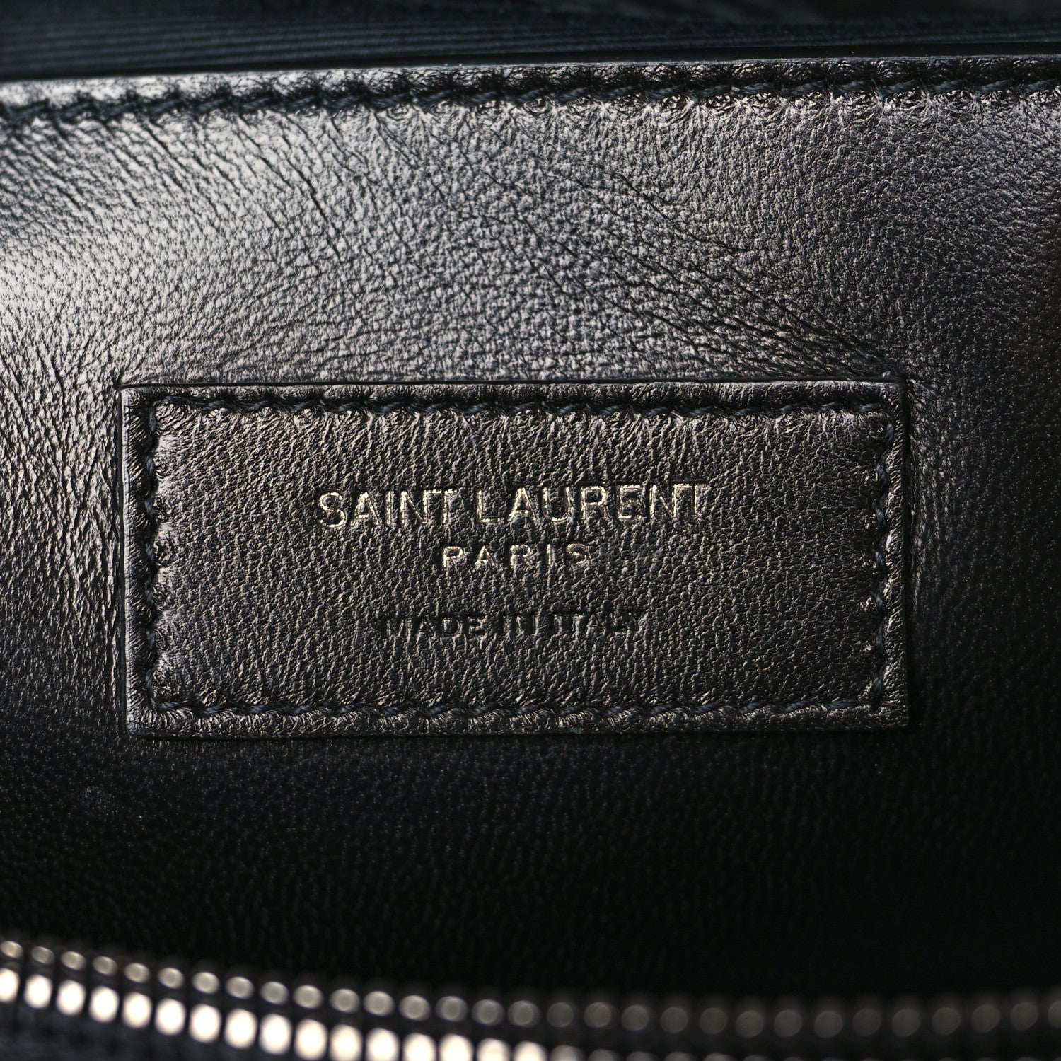 Saint Laurent Calfskin Crocodile Embossed Medium West Hollywood Monogram Fold-Over Black 6 of 9