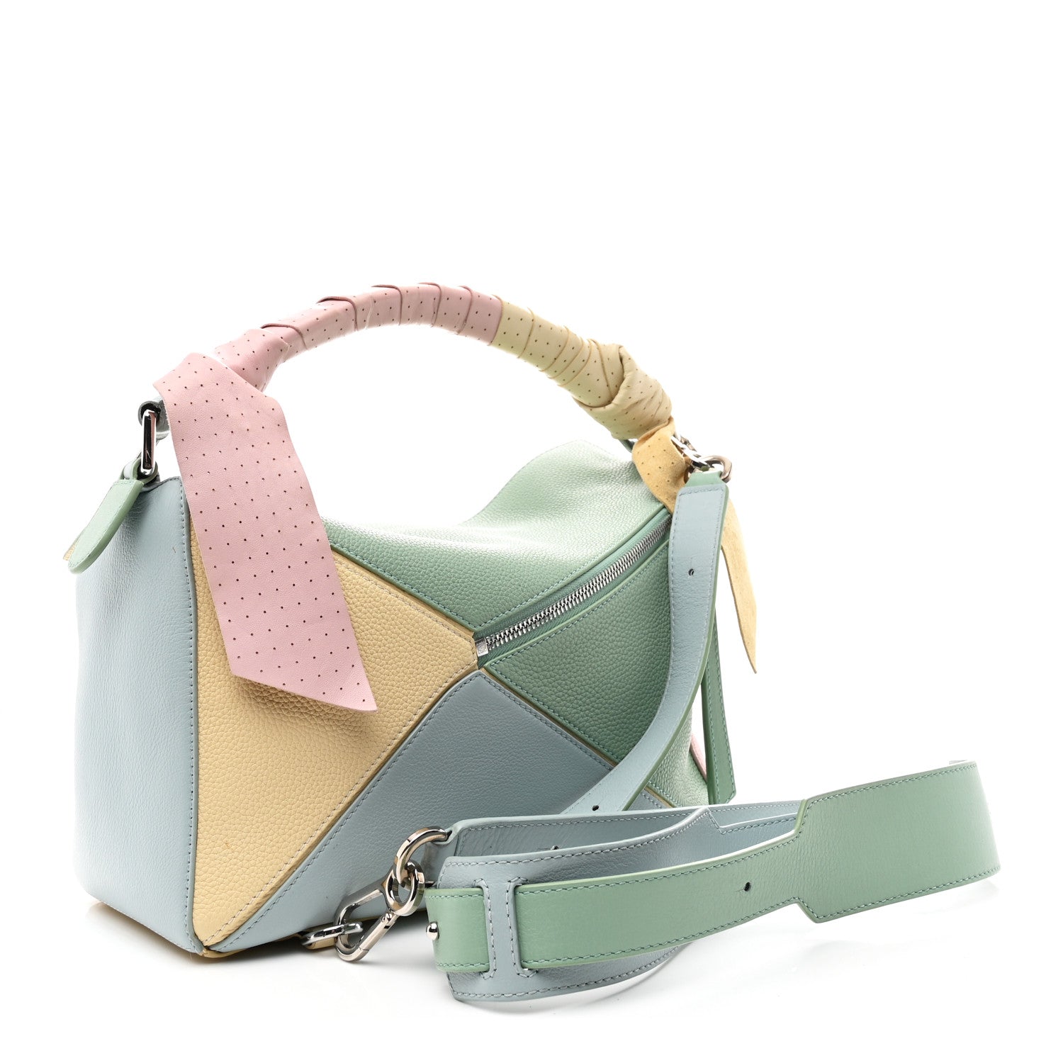 Loewe Calfskin Colorblock Medium Wrapped Handle Puzzle Bag Pink Multicolor 2 of 10