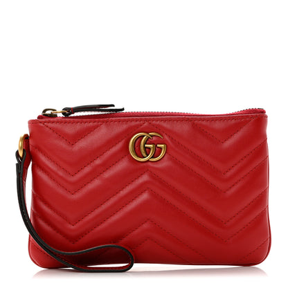 Gucci Calfskin Matelasse GG Marmont Wrist Wallet Hibiscus Red 1 of 9