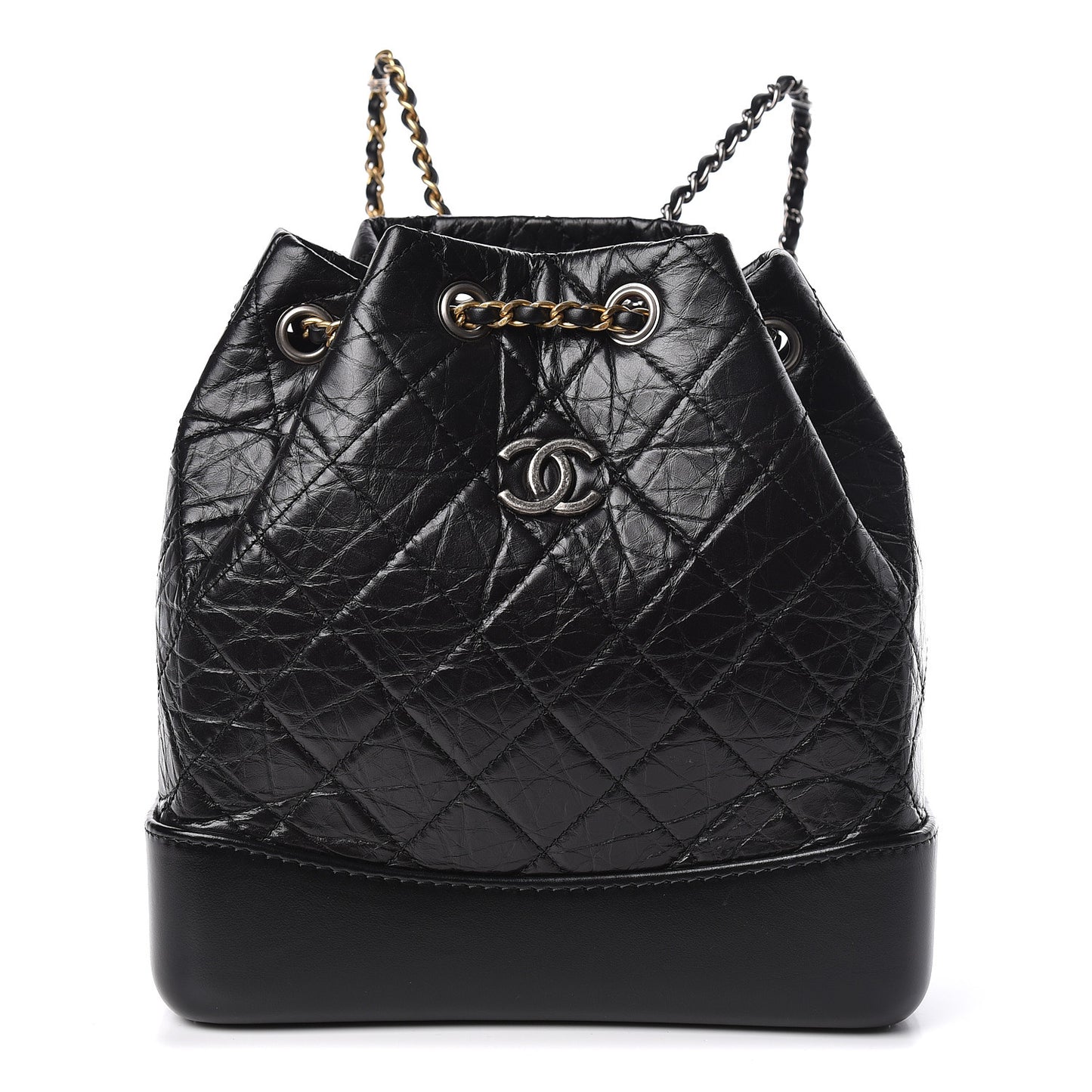 Aged Calfskin Quilted Small Gabrielle Backpack Black