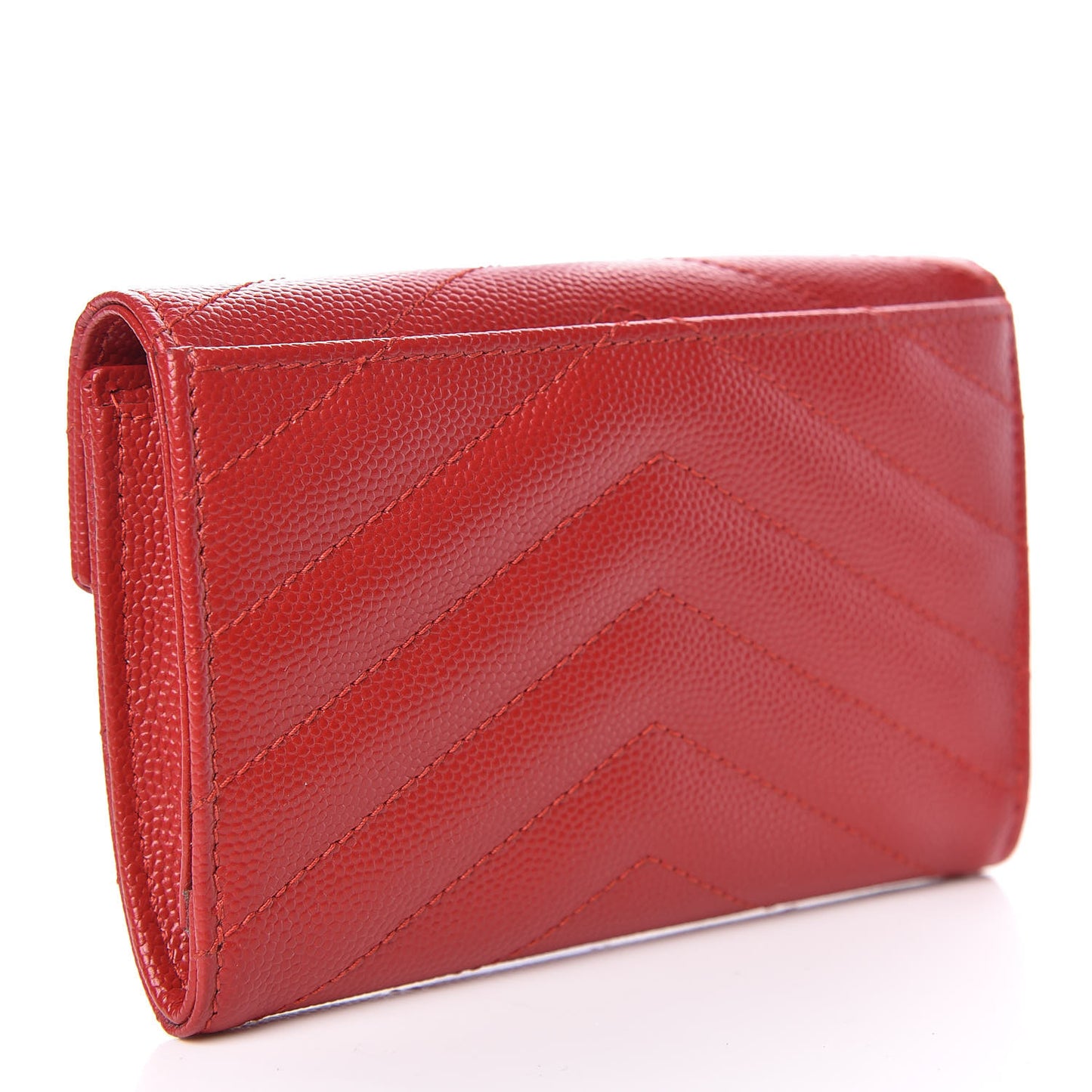 Grain De Poudre Matelasse Chevron Small Monogram Envelope Wallet Rouge Eros