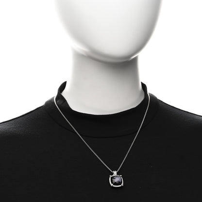 David Yurman Sterling Silver Diamond Black Orchid 14mm Chatelaine Pave Bezel Pendant Necklace 2 of 6