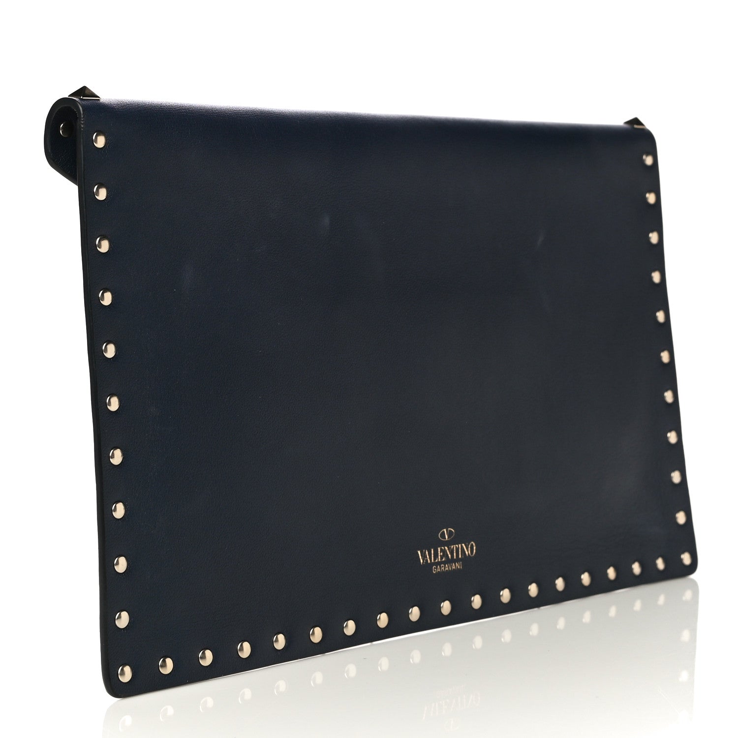 Valentino Garavani Vitello Large Rockstud Envelope Clutch Navy 3 of 15