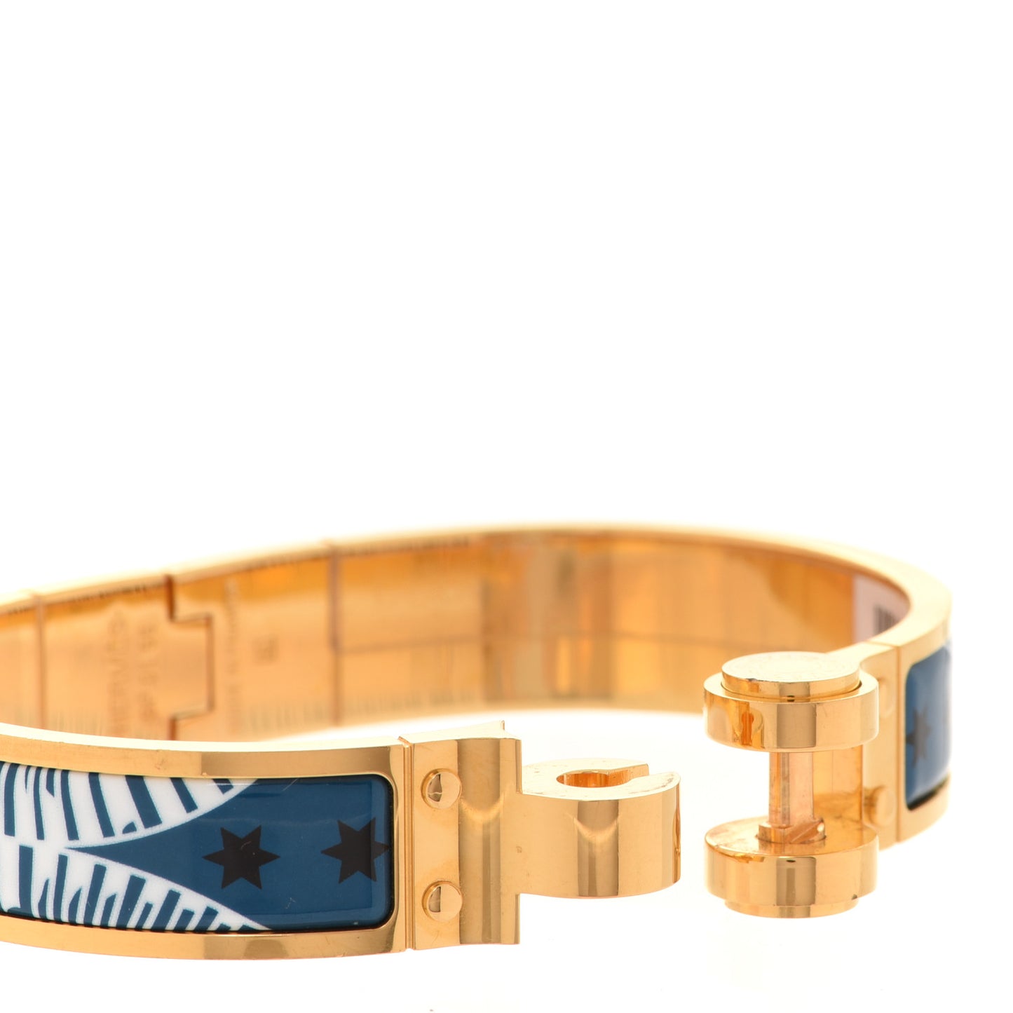 Enamel Printed Narrow Eperon d'Or Bandana Hinged Bracelet S