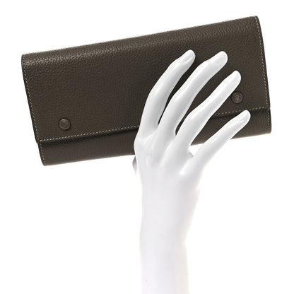 Celine Drummed Calfskin Large Multifunction Flap Wallet Souris 2 of 13
