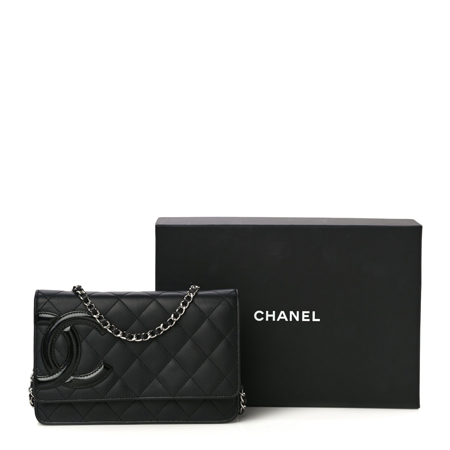 Chanel Calfskin Quilted Cambon Wallet On Chain WOC Black 13 of 13