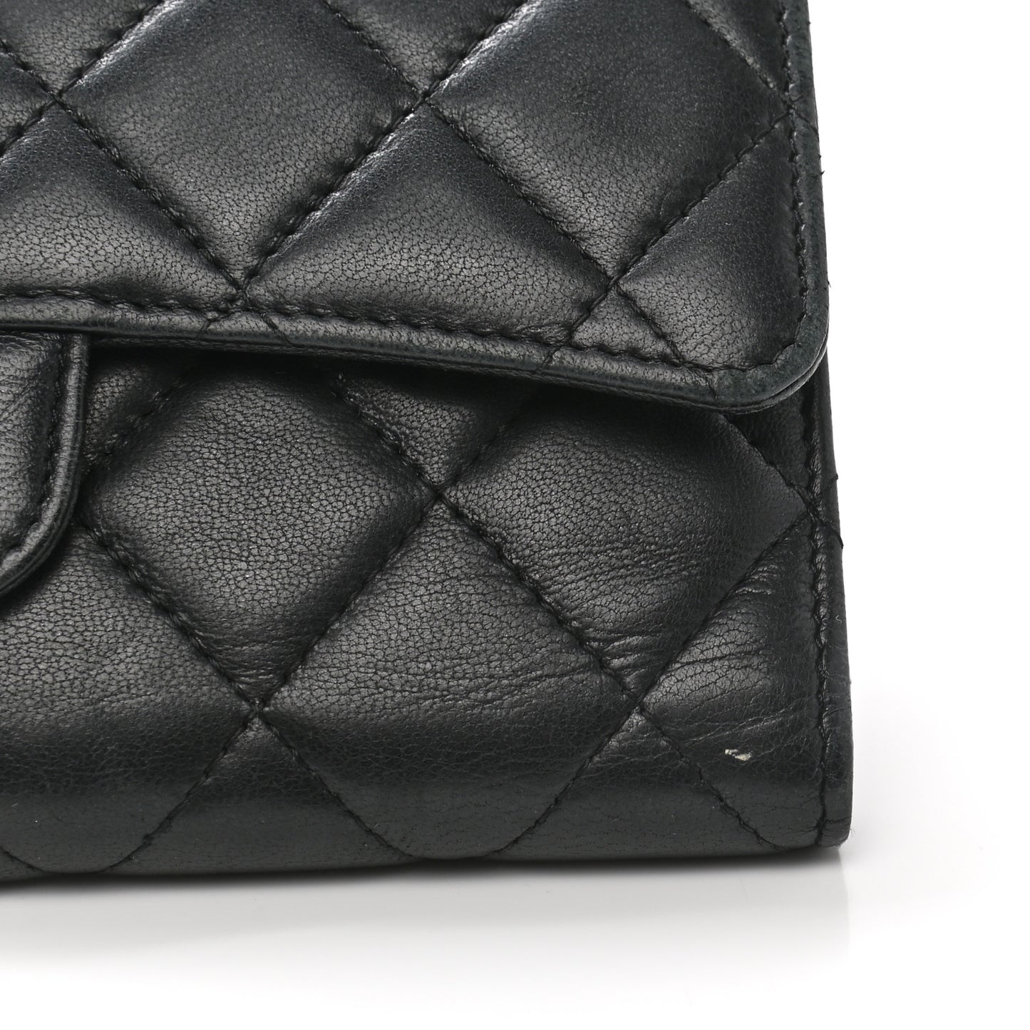 Lambskin Quilted Large Flap Wallet Black