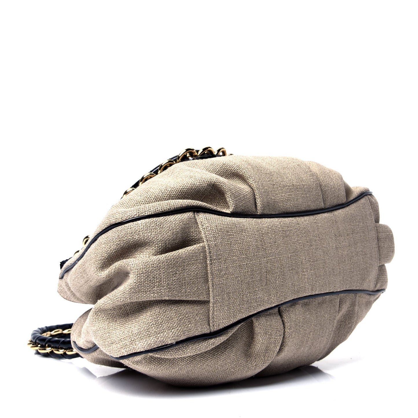 Linen Snakeskin Small Mia Tote Beige
