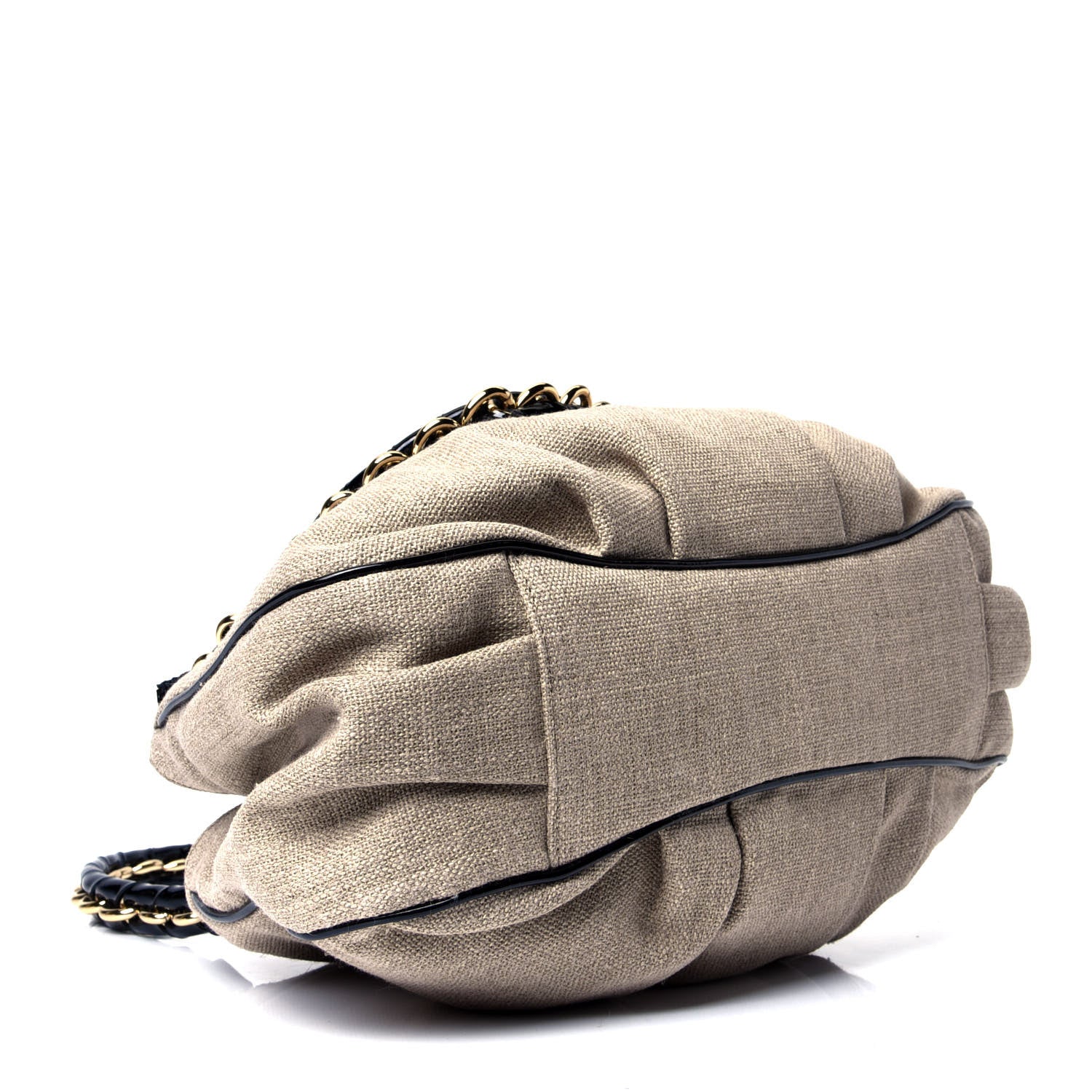Fendi Linen Snakeskin Small Mia Tote Beige 3 of 4