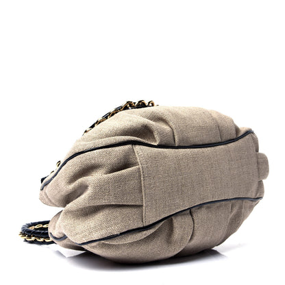 Fendi Linen Snakeskin Small Mia Tote Beige 3 of 4