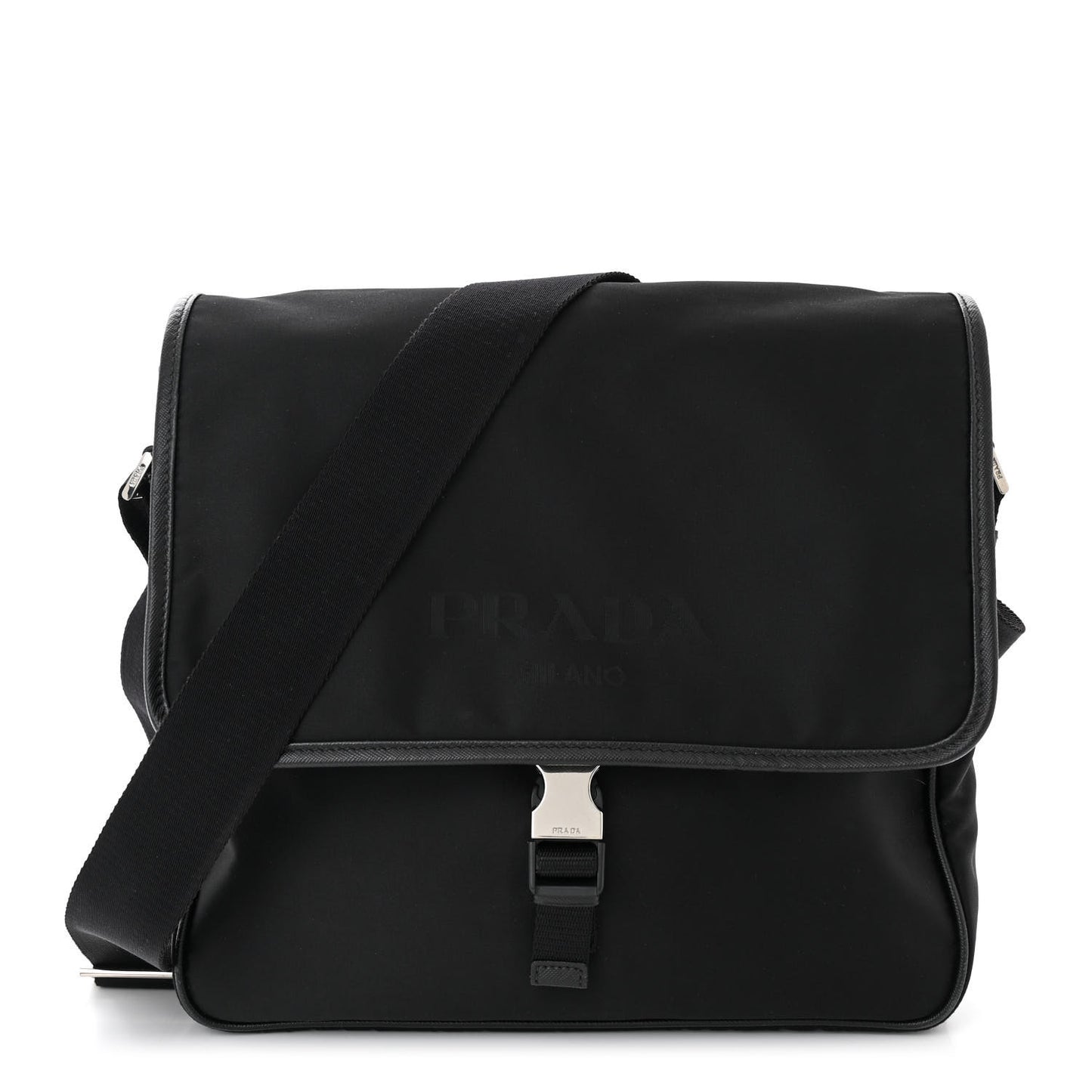 Tessuto Nylon Saffiano Logo Messenger Bag Black