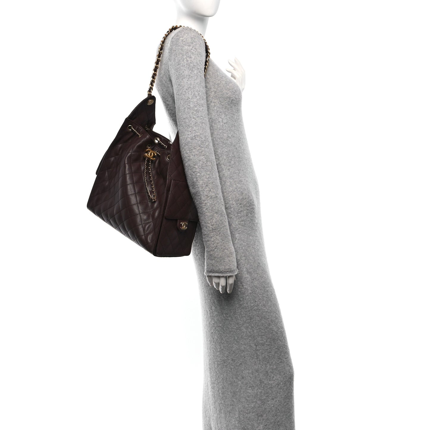Caviar Quilted Medium Chanel 25 Handbag Dark Brown