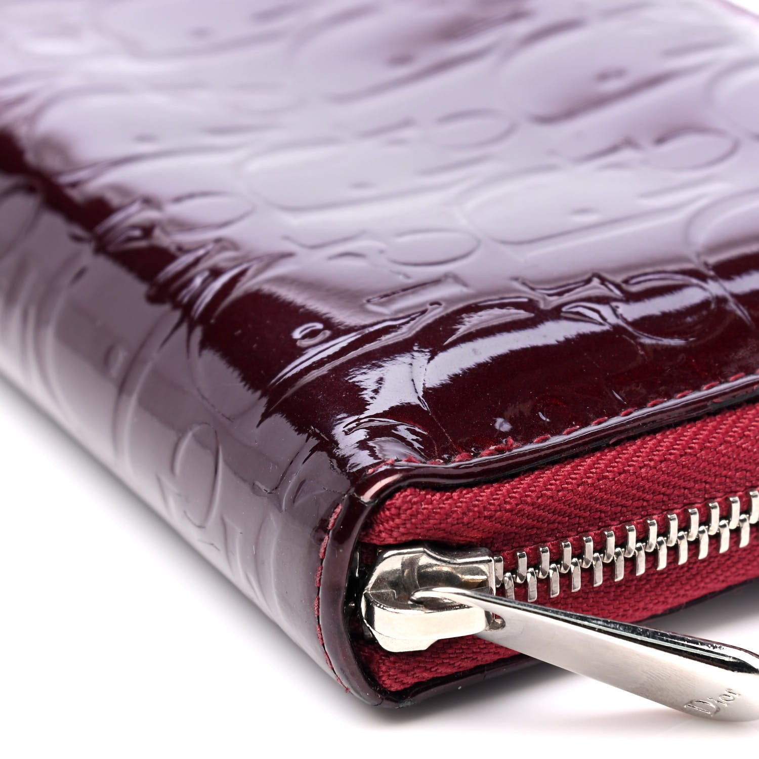 Christian Dior Patent Ultimate Voyageur Zip Around Wallet Red 6 of 6