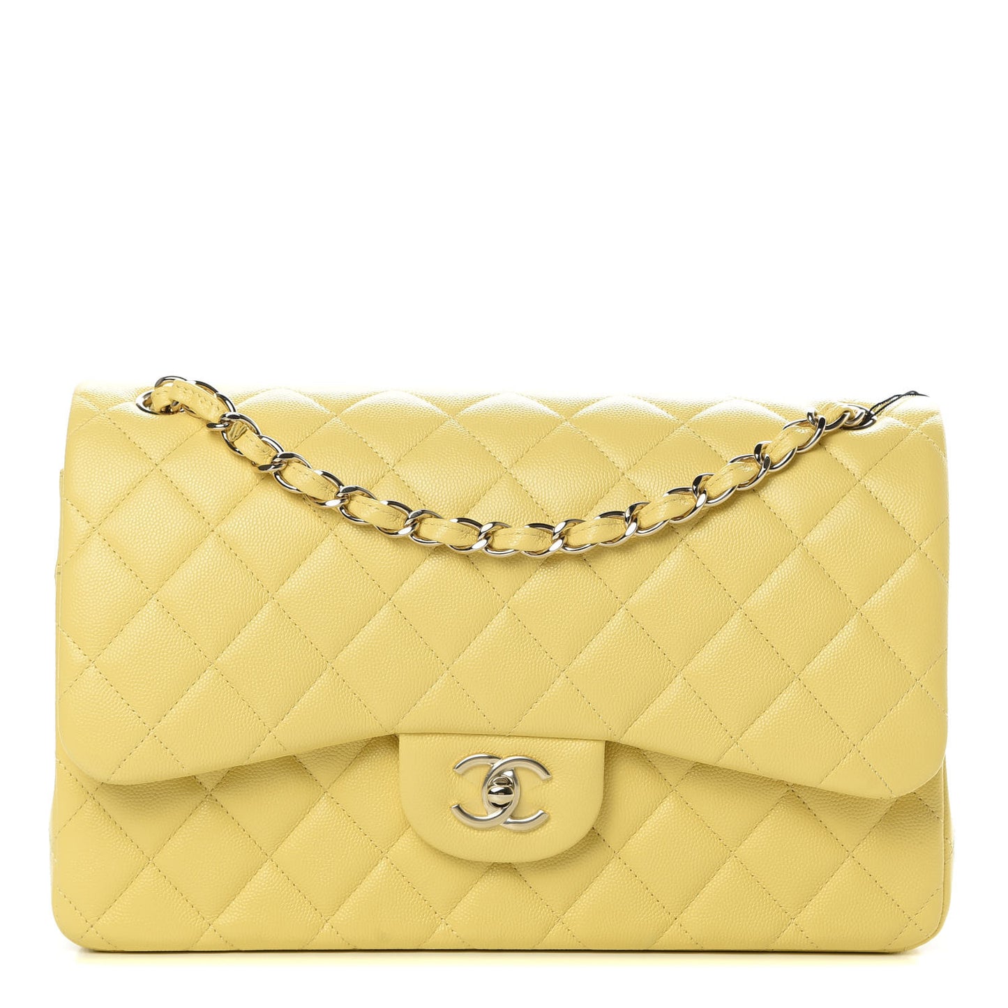Caviar Quilted Jumbo Double Flap Yellow