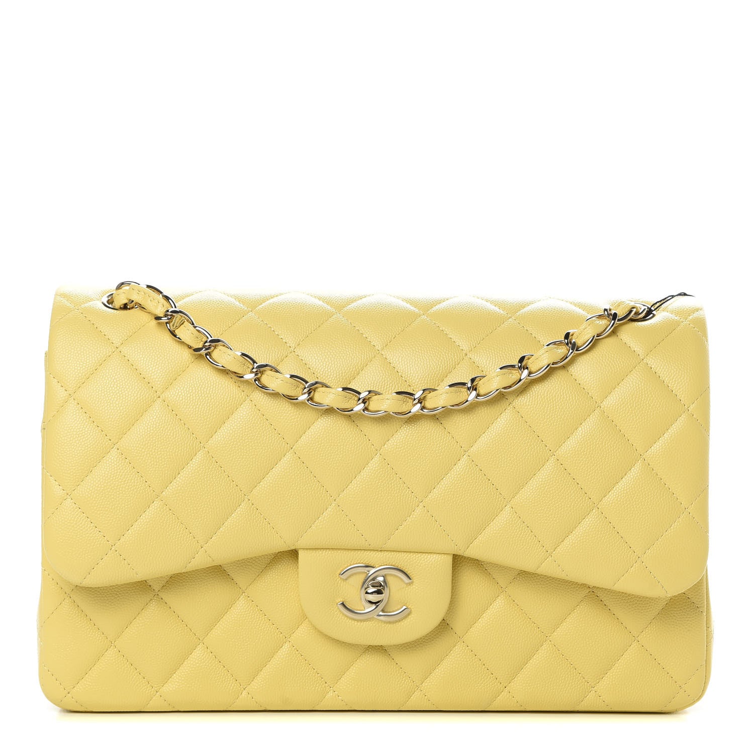 Chanel Caviar Quilted Jumbo Double Flap Yellow 1 of 11