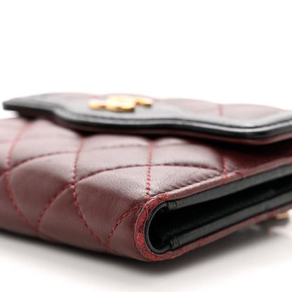 Chanel Lambskin Quilted Two Tone Day Compact Flap Wallet Burgundy 8 of 8