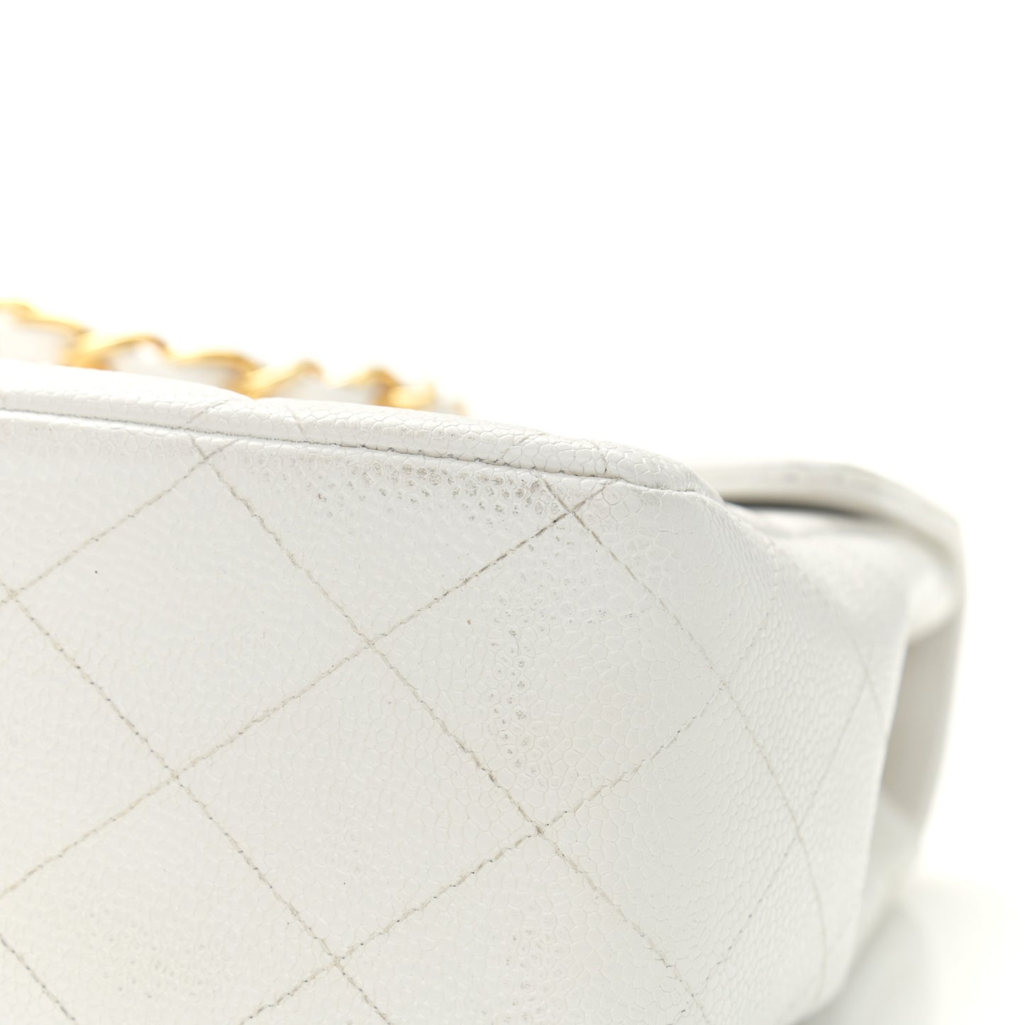 Caviar Quilted XL Jumbo Single Flap White
