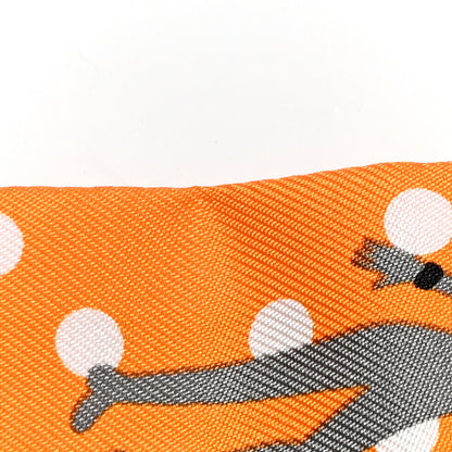 Hermes Silk Les Nouveaux Amoureux de Paris Twilly Orange Ciel Beige 6 of 8