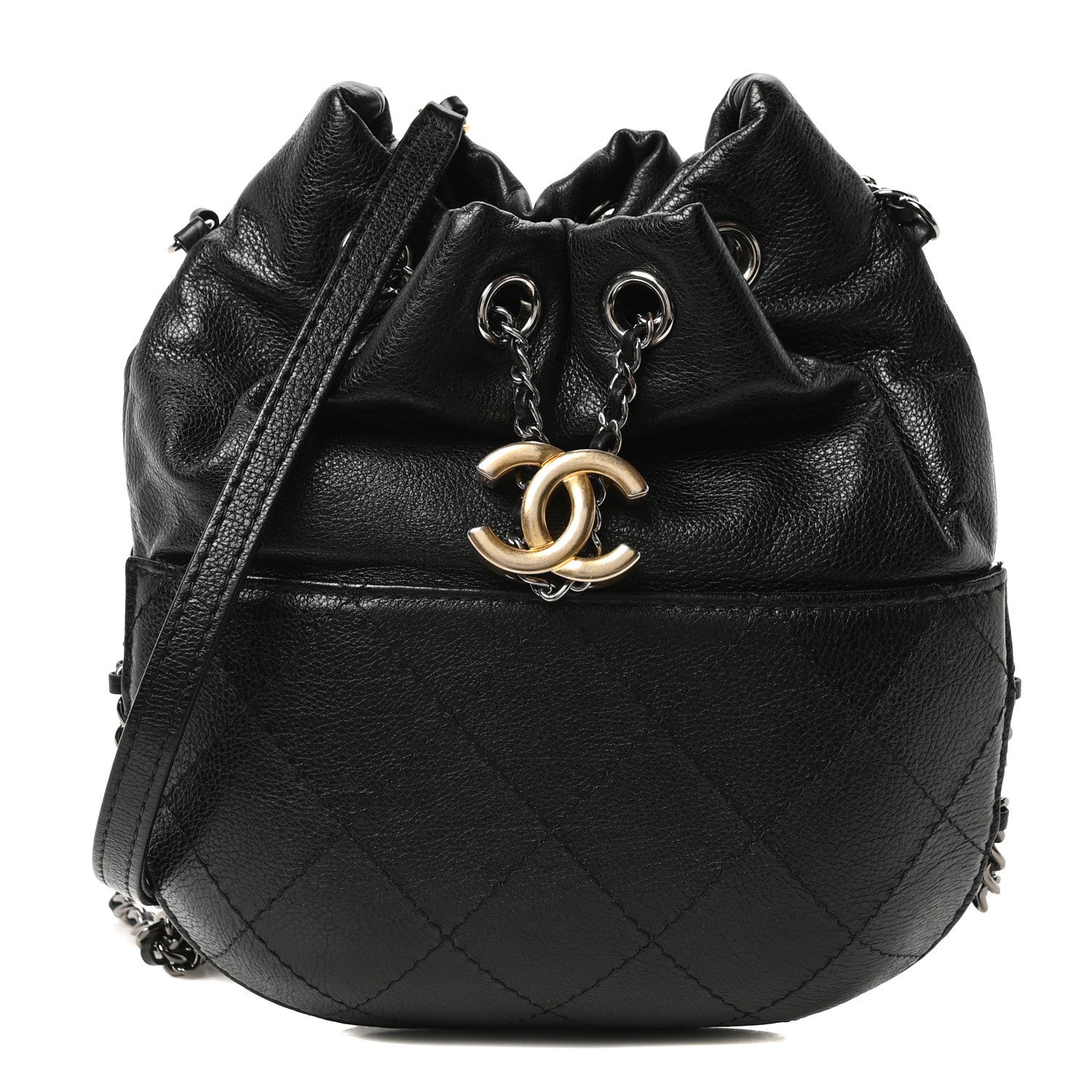 Chanel Calfskin Quilted Small Gabrielle Bucket Black 1 of 10