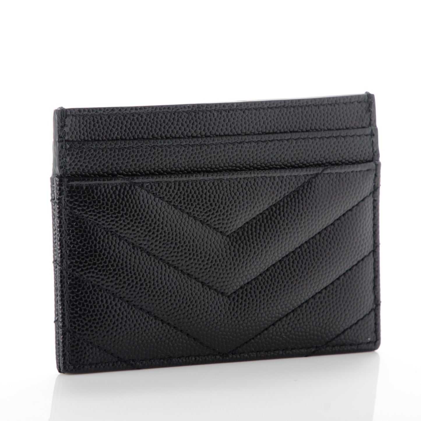 Grain De Poudre Matelasse Chevron Monogram Credit Card Case Black