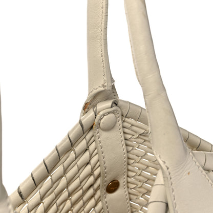 Salvatore Ferragamo Woven Calfskin Satchel White 17 of 17