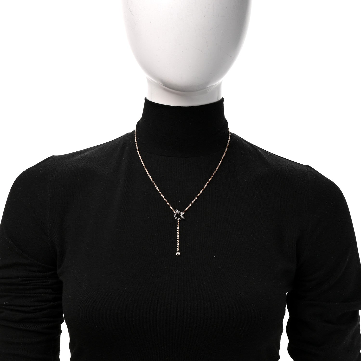 Hermes 18K Rose Gold Black Spinel Finesse Lariat Necklace 2 of 6