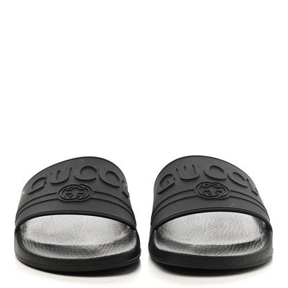 Gucci Rubber Womens Logo Slide Sandals 40 Black 2 of 9