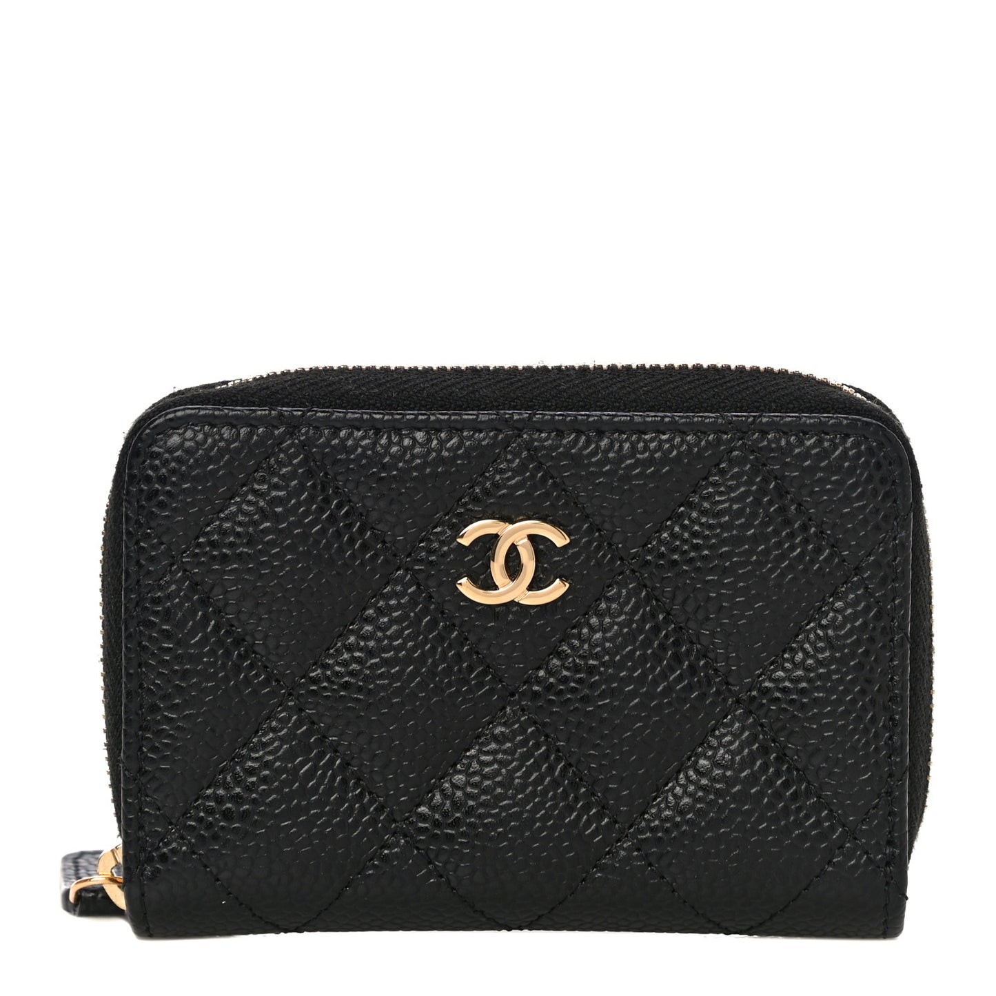 Caviar Quilted Zip Coin Purse Black