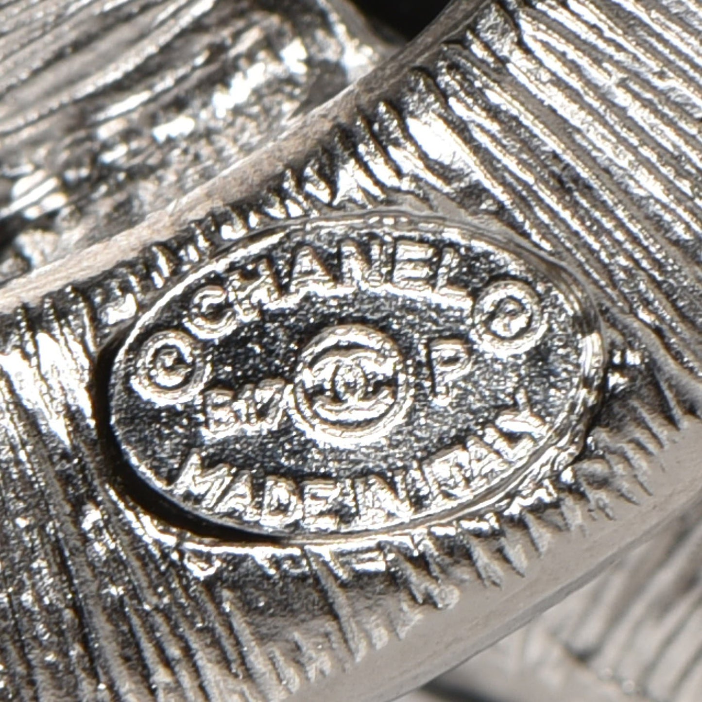 Baguette Crystal CC Brooch Silver Black