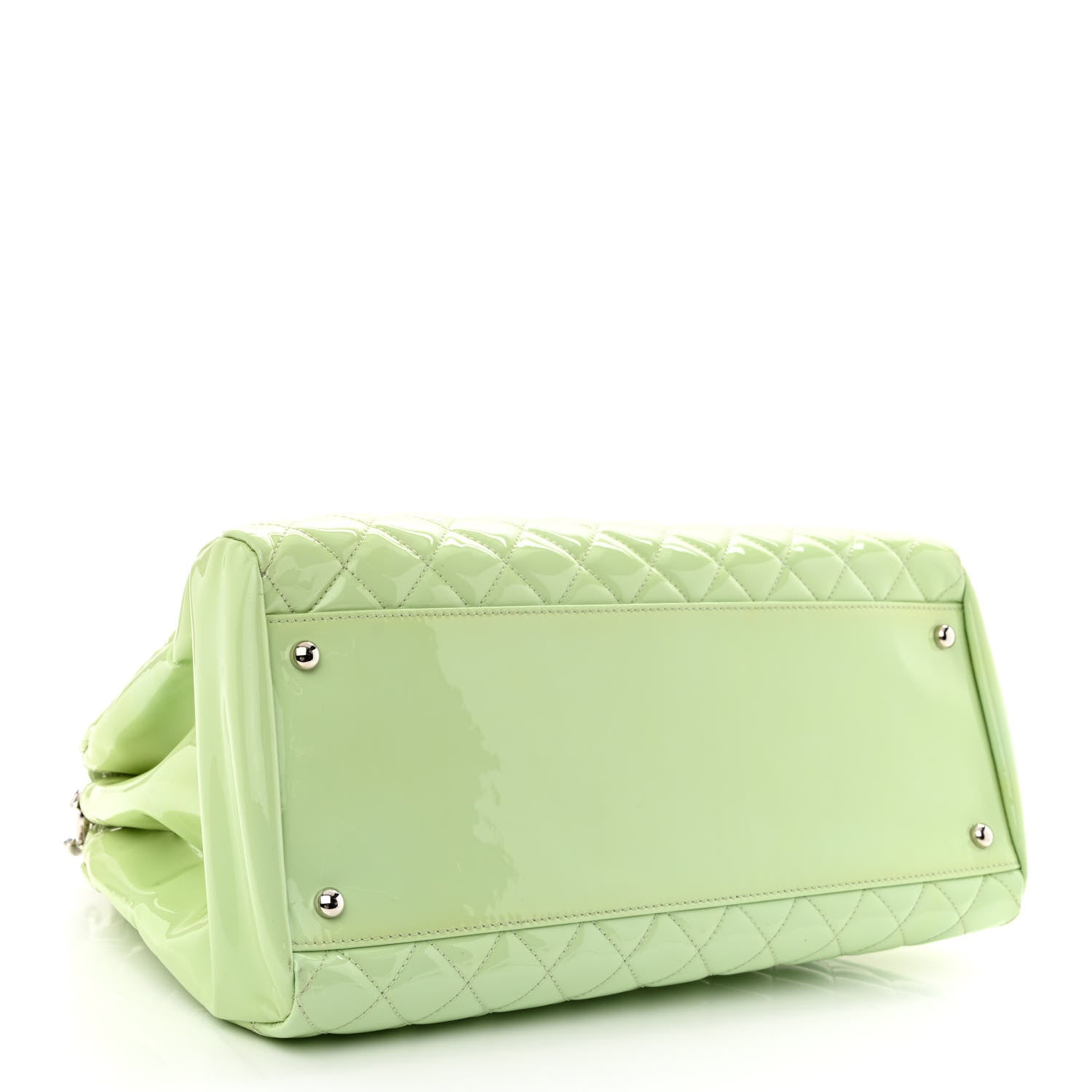 Chanel Patent Quilted Large Just Mademoiselle Bowling Bag Light Green 4 of 12