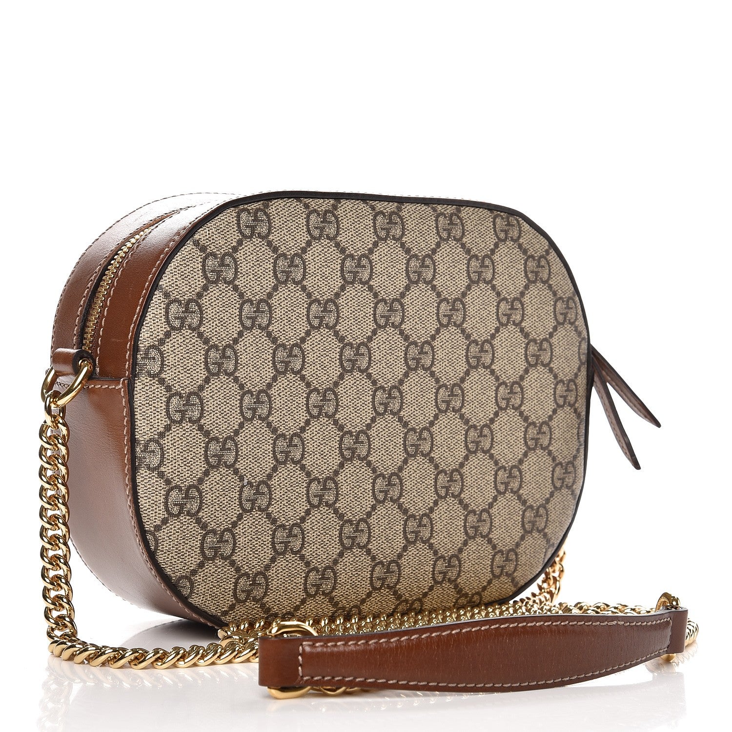 Gucci GG Supreme Monogram Cuoio Toscano Mini Chain Shoulder Bag Beige Ebony Cuir 3 of 8