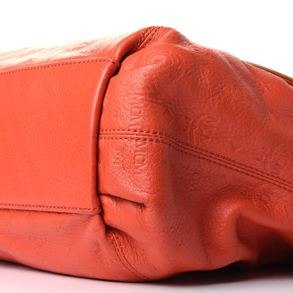 MCM Calfskin Ottomar Monogram Shoulder Bag Hot Coral 9 of 9