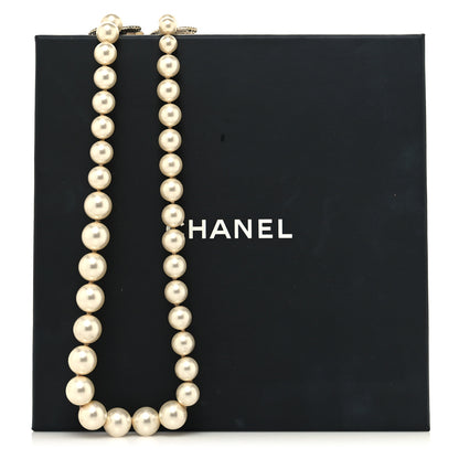 Chanel Graduated Pearl Crystal CC Long Necklace White 6 of 6