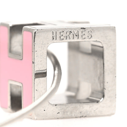 Hermes Palladium Lacquered Cage d'H Pendant Necklace Rose Dragee 5 of 5