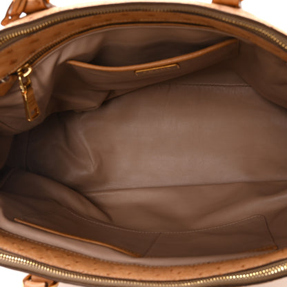 Prada Ostrich Large Galleria Double Zip Tote Cognac 5 of 12