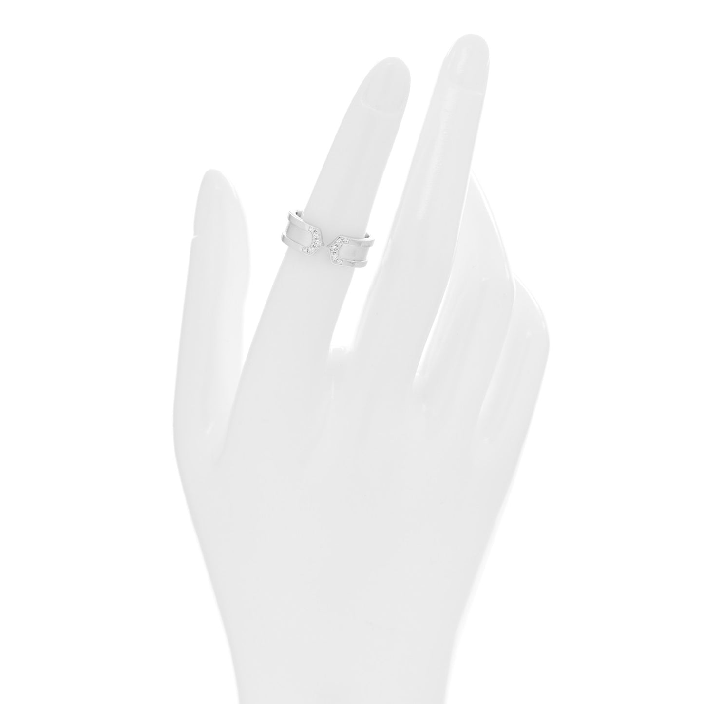 18K White Gold Diamond 6.5mm Logo De Cartier Ring 52 6