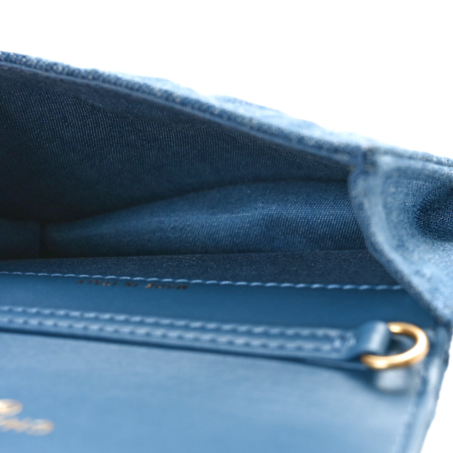 Chanel Denim Quilted CC Pearl Crush Clutch With Chain Blue 5 of 9