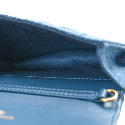 Chanel Denim Quilted CC Pearl Crush Clutch With Chain Blue 5 of 9