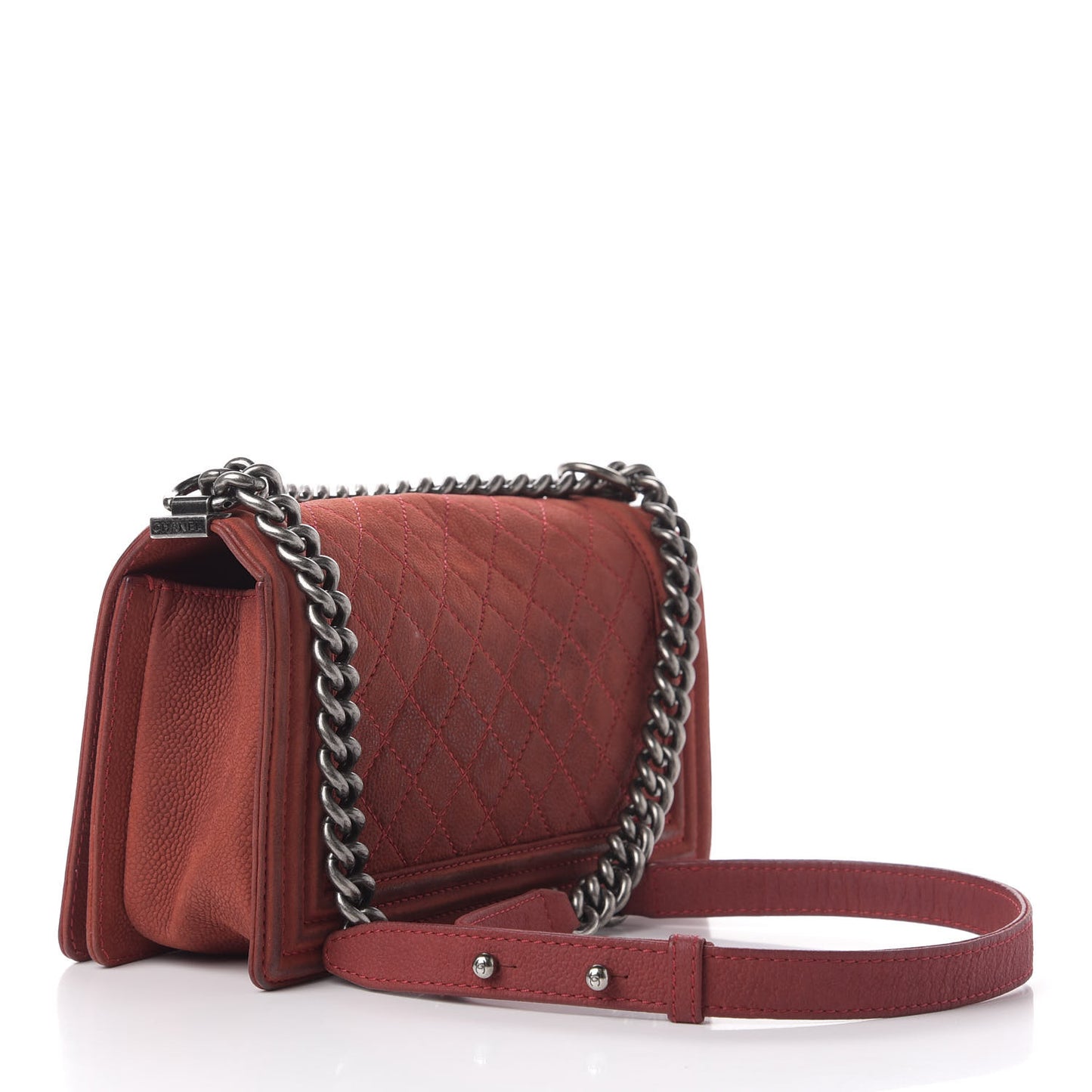 Iridescent Caviar Quilted Medium Boy Flap Red