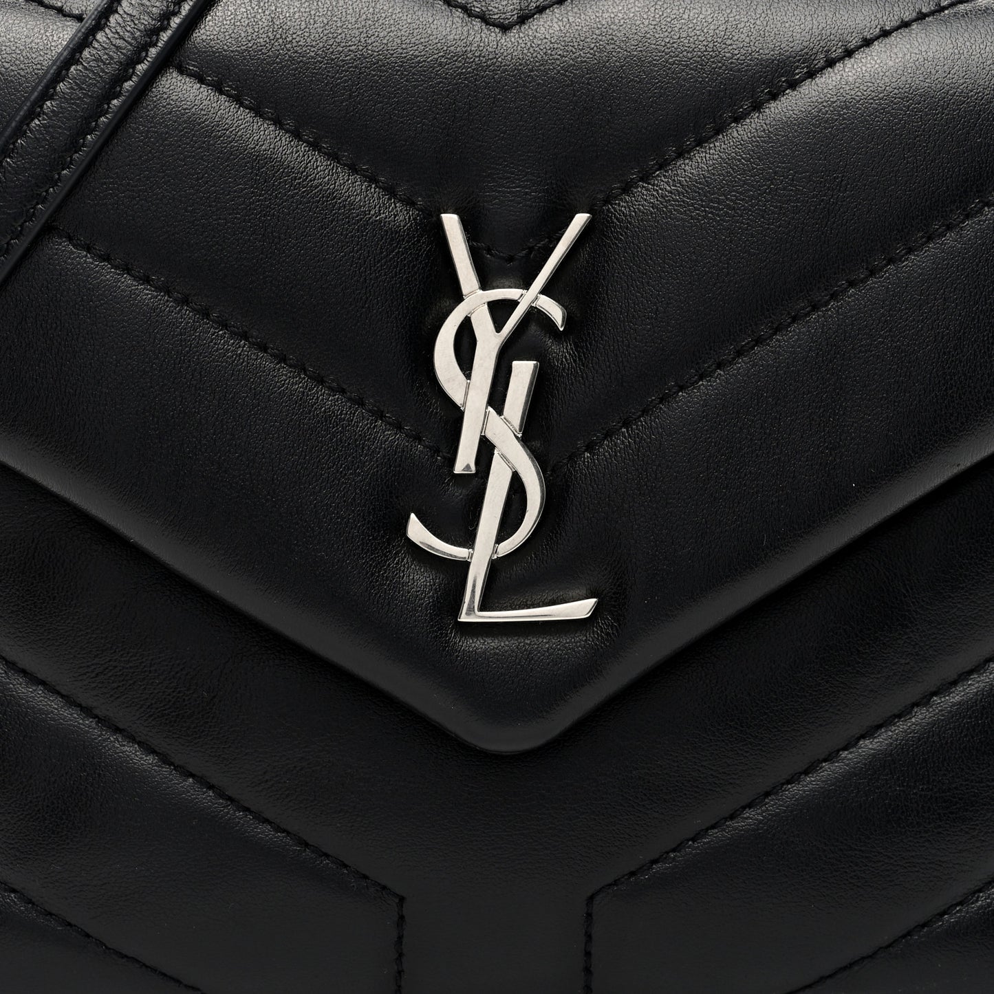 Calfskin Y Quilted Monogram Toy Loulou Crossbody Bag Black