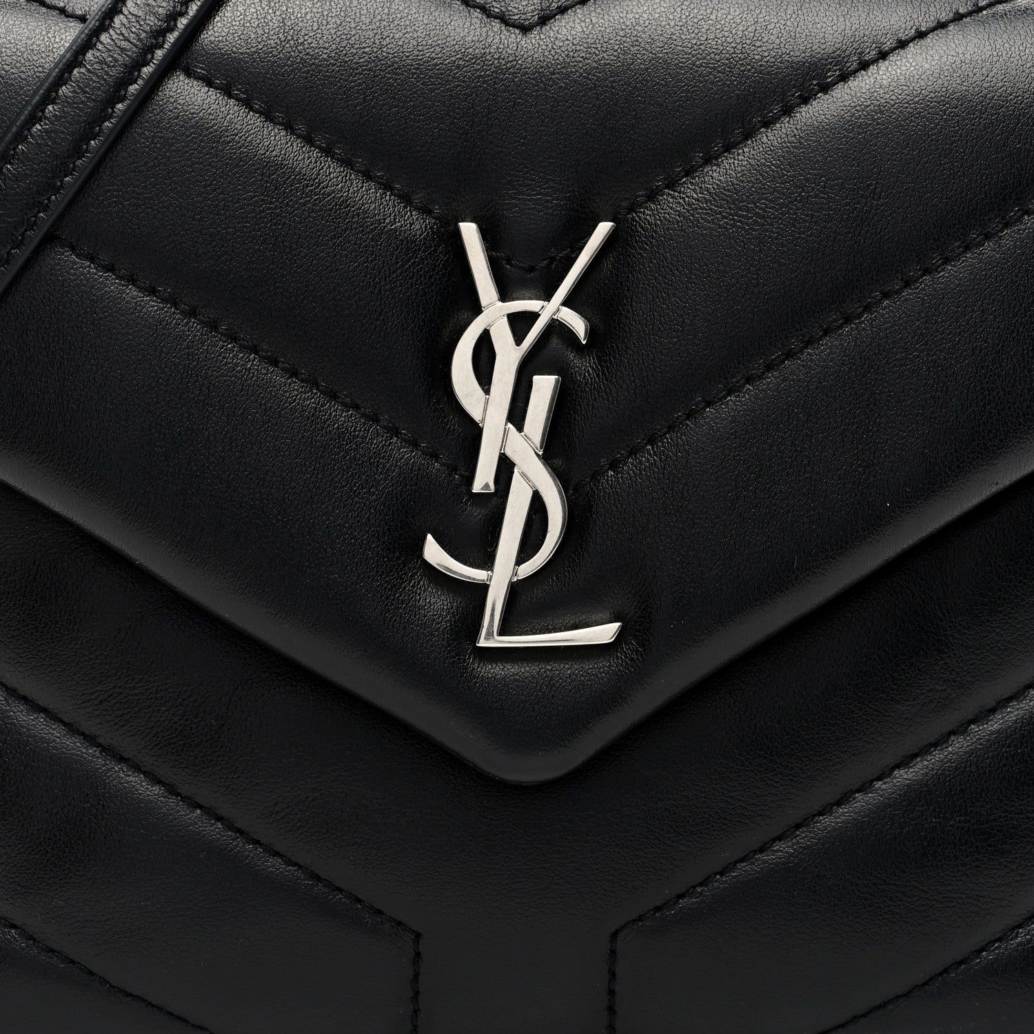 Saint Laurent Calfskin Y Quilted Monogram Toy Loulou Crossbody Bag Black 7 of 9