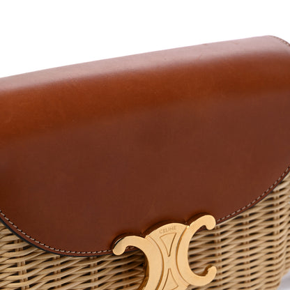 Celine Raffia Calfskin Triomphe Besace Natural Tan 11 of 12