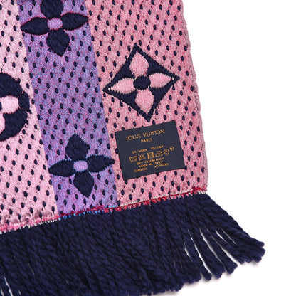 Louis Vuitton Wool Silk Rainbow Logomania Scarf Navy 4 of 4
