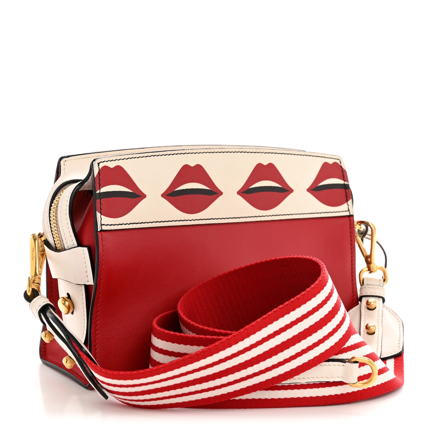 Prada City Calf Saffiano Esplanade Crossbody Bag Fuoco White 3 of 15